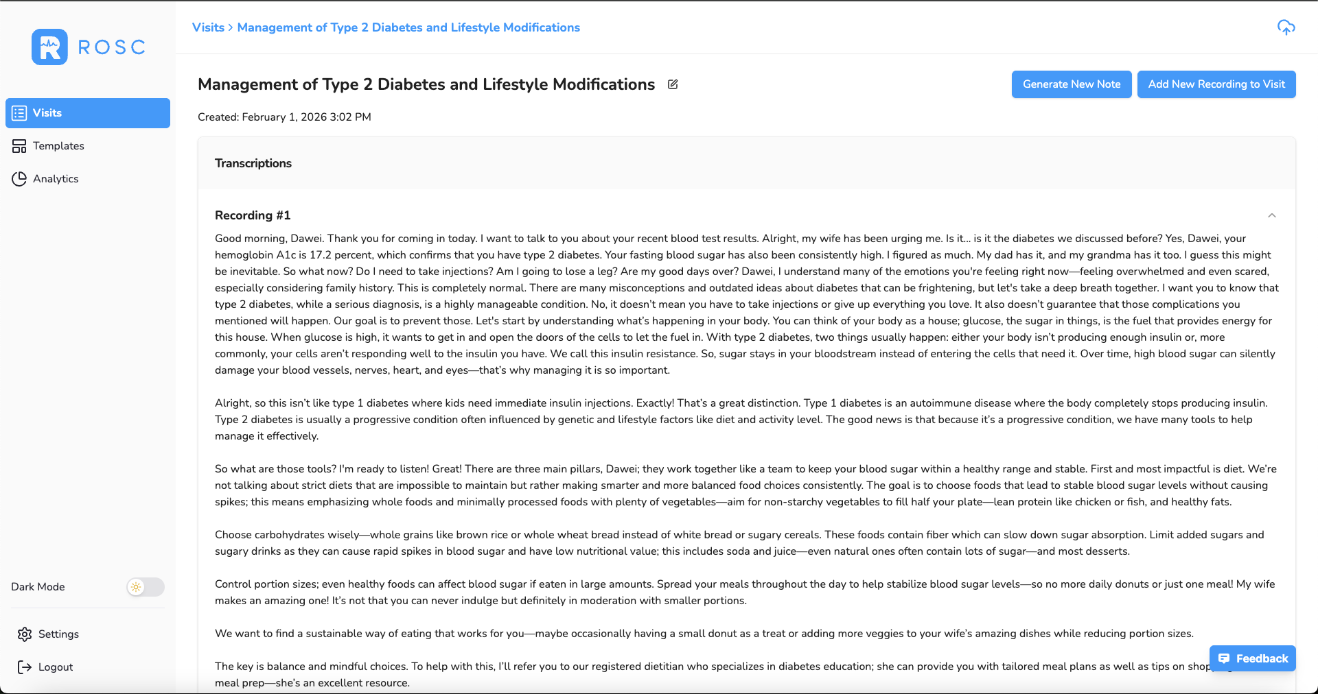 Transcription Detail View