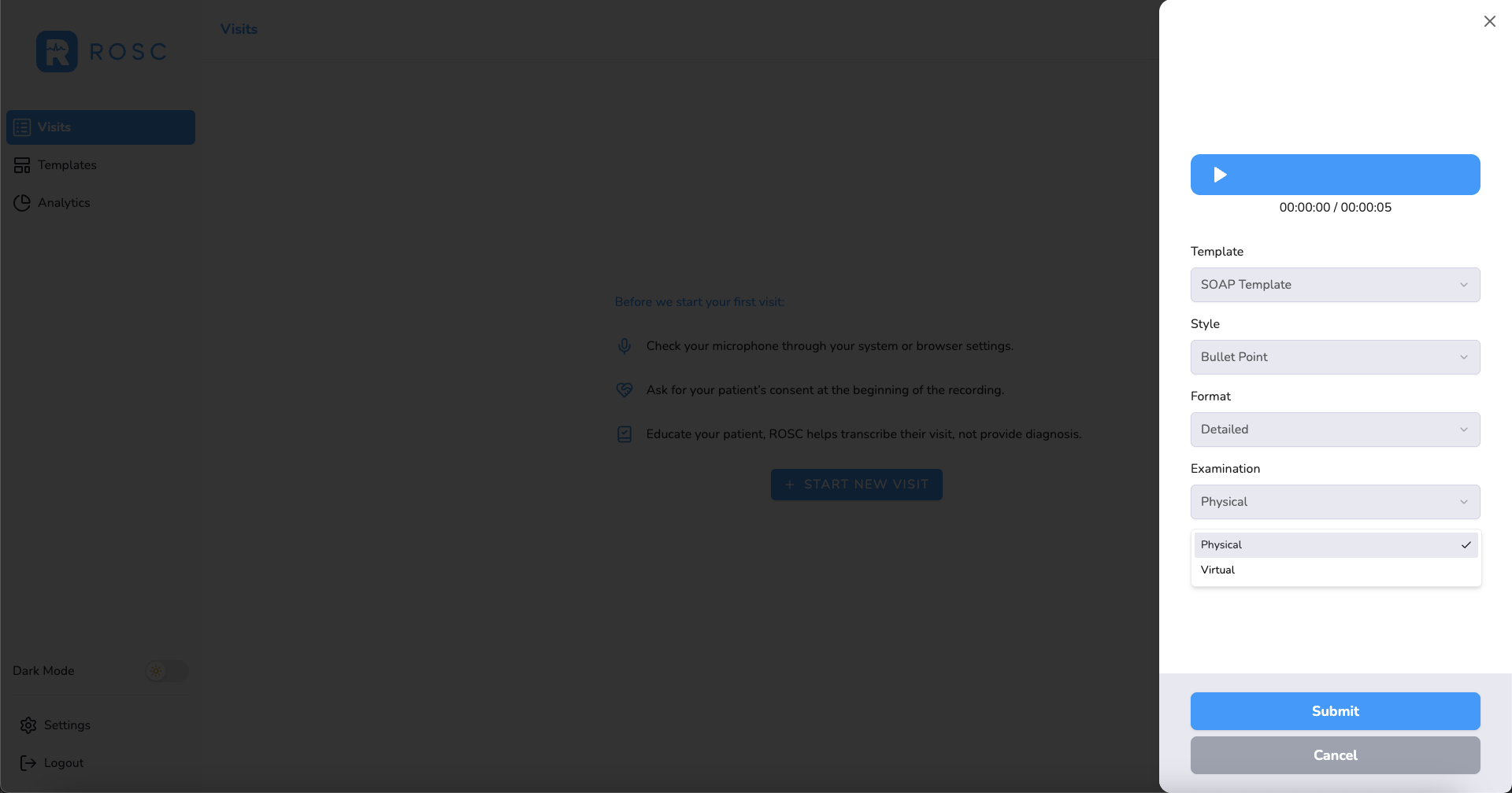 Select Examination Type