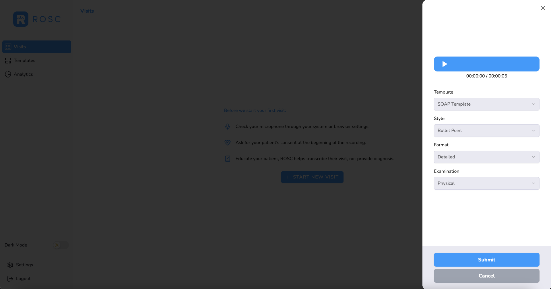 Recording with Transcription Options